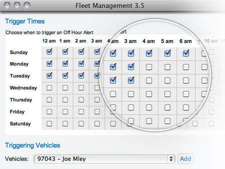 Alerts let managers and dispatchers know when drivers start, stop, arrive, and more